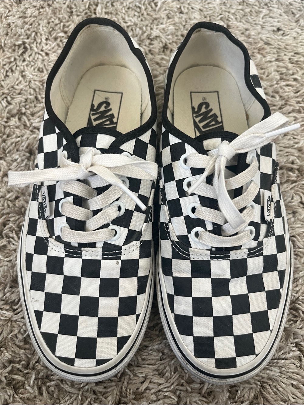 Vans Checkerboard Authentic Shoes. Black and White. Women’s 7.5